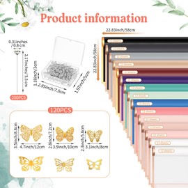 Harloon 470 Pcs Flower Bouquet Accessories 150 Sheets Flower Bouquet Wrapping Paper with 200 Bouquet Pins and 120 3D Butterflies Wall Decor for DIY Mother's Day Graduation Bouquet Gift (Classic Color)