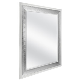 MCS Large Wall Mirror, Modern Rectangle Mirror Home Decor for Living Room, Bedroom, or Bathroom, 28.5 by 34.5 Inch, White/Woven Silver
