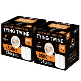 Polypropylene Tying Twine - 1 Ply White Plastic Poly Twine String 8500' Roll - Soft On Hands - Heavy Duty Outdoor & Indoor Tie Line - Baling Twine, Shipping & Bundling Twine, Packaging Rope 2 Pack
