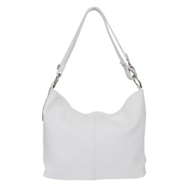 AMBRA Moda Women's Leather Handbag/Shoulder Bag/Cross-Body Hobo Bag, GL005 - White, size: m