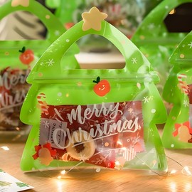 Christmas Treat Bags, Christmas Tree Candy Bags, Small Christmas Gifts Wrapping Bag for Women Men Kids Gift Decorations, Xmas Party Favors Bag, Christmas Presents Bags for Classroom Students Gift