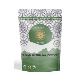 Ancient Roots Green Spirulina Powder - Freeze-Dried, All-Natural, No Sugar Added, 10.5 Ounces (100 Servings)