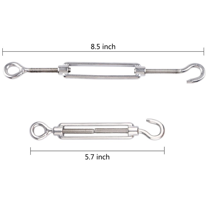 LAUQEE 6-Pcs Turnbuckle Tension Wire Rope with Eye&Hook (M6), 12-Pcs