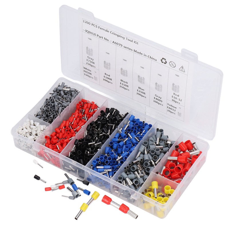 1800Pcs/Box Electrical Wire Connectors 8 Types Adjustable Wire Crimp Terminals