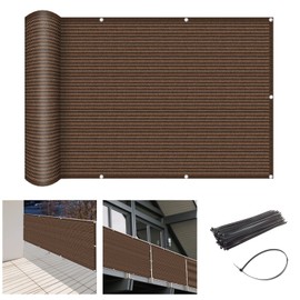 2'6" x 28' Brown Balcony Privacy Screen Fence Windscreen Cover for Apartment, Deck, Patio, Backyard, Outdoor Pool, Porch, Railing - 95% UV Blockage, Zip Ties Included, Customized
