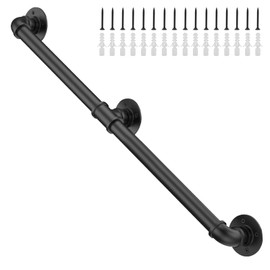 Bruxter 6FT Wall Mounted Stair Handrail, Industrial Pipe Railing for Indoor & Outdoor, Safety Banister for Elderly & Kids, Heavy Duty Staircase Guardrail, Steps Baluster