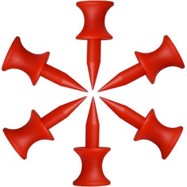 DAZISEN Golf Tees Plastic - 32MM Durable Small Castle Golf Tees Red (100 Pcs)