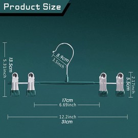 Trouser Hangers - 10 Pack Skirt Hangers with Adjustable Non Slip Clips Strong Chrome Clothes Hangers - Space Saving Pant Hangers