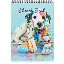 Cabreche Cute Sketchbook Top Spiral Bound Sketch Pad, 9 x 12 inch,100GSM Thick Paper,50 Sheets 100 Pages,Art Sketch Book Artistic Aesthetic Writing Drawing Paper for Girls Women Artists Beginners-Dog