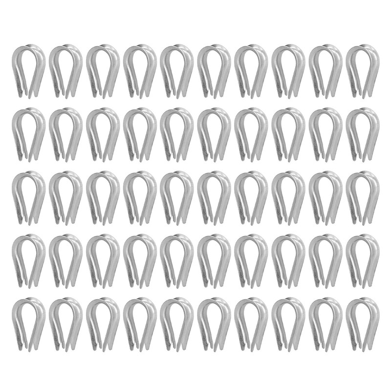 50pcs 2mm Wire Rope Thimble, Steel Wire Rope Clips Stainless