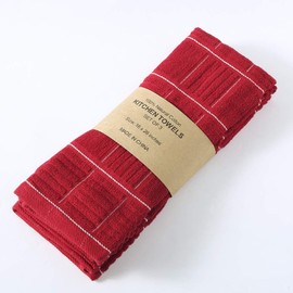 Anyi - Paños de cocina absorbentes resistentes con lazo para colgar, 100% algodón, 16 x 26 pulgadas, juego de 3 unidades, color blanco rojizo