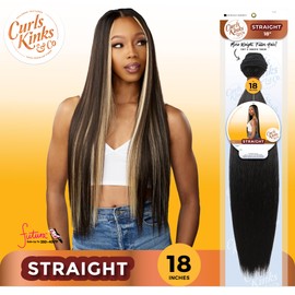Sensationnel Curls kinksandco synthetic bundles - straight quick weave hair or pony styles for natural 3c to 4c hair textures - 1 pack (18 inch, 27 HONEYBLONDE)