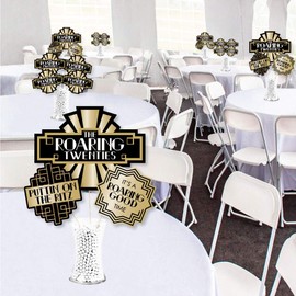 Big Dot of Happiness Roaring 20’s - 1920s Art Deco Jazz Party Centerpiece Sticks - Showstopper Table Toppers - 35 Pieces