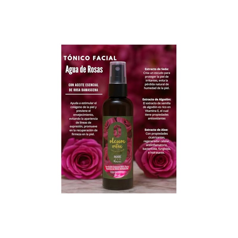OLEUM VITAE Tonico Facial con Aceite Esencial de Rosa Damascena