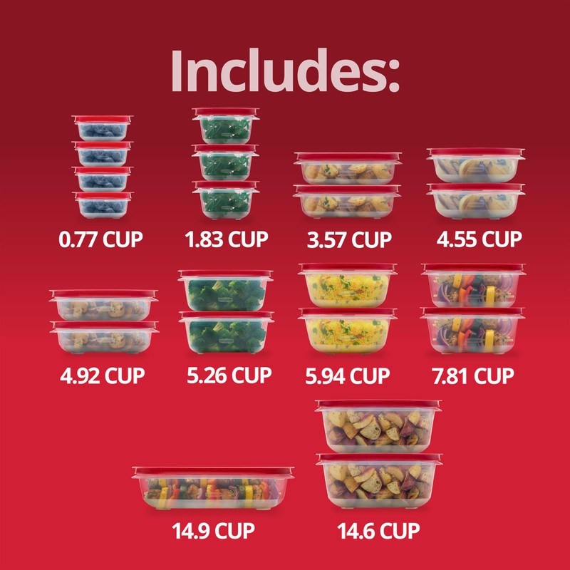 Rubbermaid EasyStore Containers, 44-Piece Set, Food Storage Containers, Food Storage