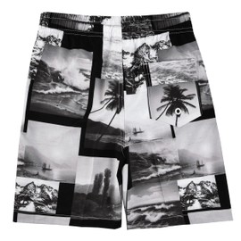 GETUBACK Boys Swim Trunks Boys Quick Dry Shorts Summer Beach Shorts Photos Print Black Size 8