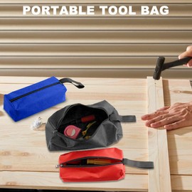 5 pcs Multipurpose Zipper Small Tool Bag with Hanging Loop, Polyester Small Tool Pouch Tote Bags Unisex Utility Tool Organizer Storage Bag for Screwdriver Wrench Pencil(Black+ Green+Yellow+Red+Blue)