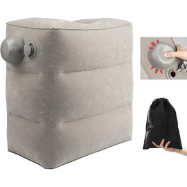 Inflatable Foot Rest for Air Travel,Airplane Travel Foot Rest Adjustable Height,Car/Airplane,Footrest Pillow with Pump for Office,Train,Cars,Home (Grey)