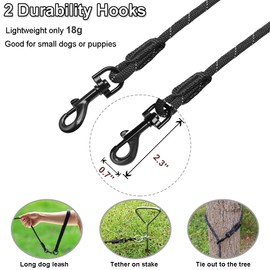 Boswany Long Leash for Small Dogs, 8FT/12FT/20FT/30FT/50FT/65FT/75FT/100FT Reflective Rope Training Lead Removable Padded Handle, Double Snaps Dog Tether for Outside Playing Camping Running Backyard