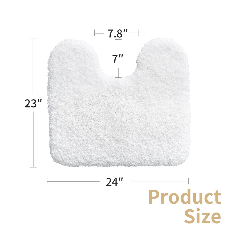 Disolla Toilet Rug U Shaped White 23x24 Machine Washable Non