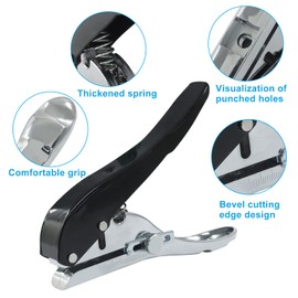 Rierdge Heavy Duty Hole Puncher, 1/4 inch-6mm Single Hole Punch, Metal Handheld Paper Punch for Paper Cards Plastic Cardboard