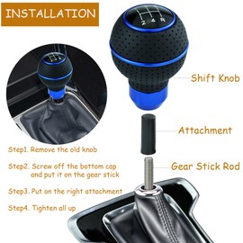 Temzzer 5 Speed Shifter Knob Car Gear Shift Ball Shifter Lever Head for Most Manual Vehicles (Blue)