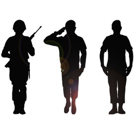 Vinyl Wall Decal Patriotic Art Soldiers Silhouette Military Stickers Mural Large Decor (g6654) Black