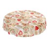 ANRO Christmas Tablecloth, Washable, Oilcloth, Red, Beige, 180 x 140