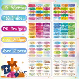 STKJoviale 480 PCS Bible Verse Stickers, Scripture Inspirational Christian Stickers Religious Bible Quote Sticker for Journaling Planner, Faith Decals for Laptop Present Tags
