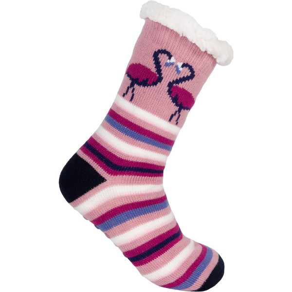 styleBREAKER Unisex ABS stopper socks with stripe flamingo pattern, warm