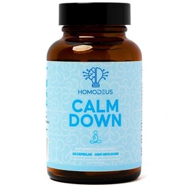 Calm Down | Suplemento antiestres y anti ansiedad, formula natural | Vitamina D, B12, B6, Camomila, GABA, L-Teanina | Auxiliar en tu dia y Estado de Animo (libre de cansancio) | Homodeus, 60 Capsulas