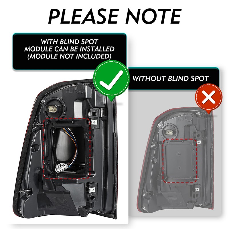 TUSDAR Factory LED Tail Light Assembly w/Blind Spot(Module NOT Included)