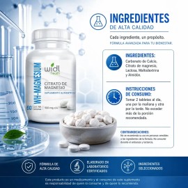 Citrato de Magnesio Widl Health en Tabletas, Suplemento Nutricional de Alta Biodisponibilidad                                                         
