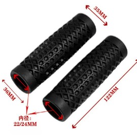 22mm /24mm Length 125mm Non-Piercing End Handlebar Grip Waffle Sole Classic Vintage Style (White White)