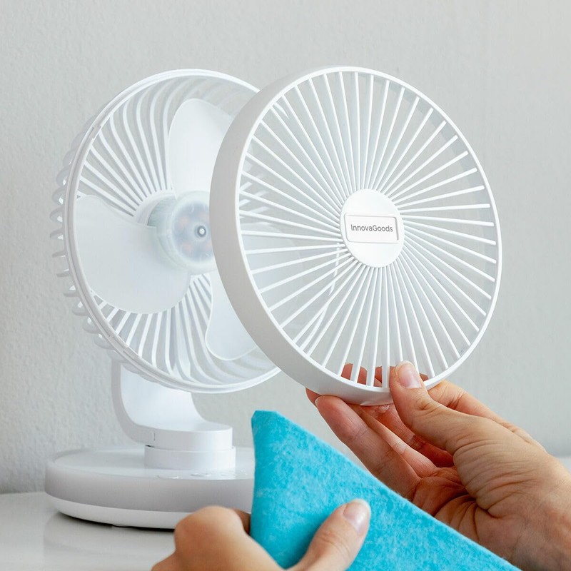 InnovaGoods Tischventilator mit Akku und LED FanLed Ø6,6'' 4000 mAh