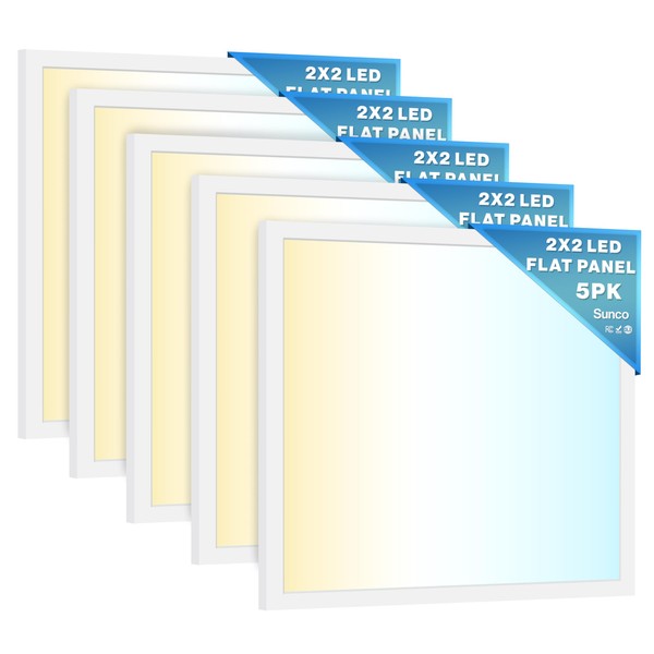 Sunco 5 Pack 2x2 LED Flat Panel Light 5000/6000/6500K, 40W,
