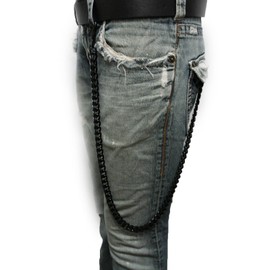 Men Fashion Wallet Black Color Metal Chain Keychain Long Strand Biker Heavy Duty Motorcycle