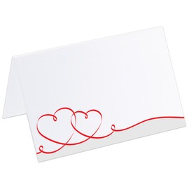 PRICARO 50 Red Soft Feel Curved Hearts Place Cards