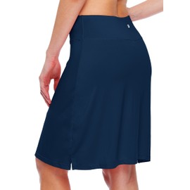 Willit Women's 20 Inch Skirts, Golf Knee-Length Tennis Skirts, Sporty Modest Casual Skorts, Pocket, UVA Protection, navy
