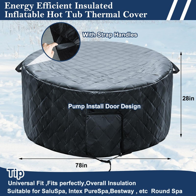 Insulated Inflatable Hot Tub Cover Round Full Coverage Hot Tub