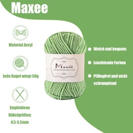 Maxee Hand-Knitting Yarn 250 g (5 x 50 g), Cotton Blend, for Knitting, Crochet and Crafts, Soft Comfortable Yarn for Knitting Beginners, Experienced Knitters (Red)