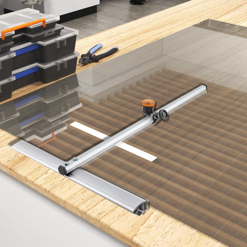 SUDEG 60cm T-Shaped Glass Cutting Tool,T Type Push Glass Cutter,
