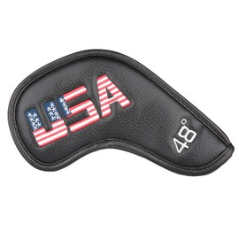 Golf Builder 1pc Black Leather USA Golf Club Wedge Head Cover fit Right Hand Wedges 48 Degree