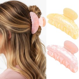 Fashey Acrylic Claw Clips Pink Hair Clip Cute Medium Claw Hair Clips Hair Accessories for Women (pink+khaki)