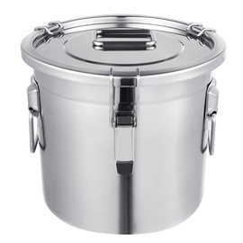 QaalSXytor 【Upgraded 304 Stainless Steel】 12L/3.2Gal Airtight Canister for Kitchen - Large Capacity Flour Container with Secure Lid & Sturdy Locking Clamp - Metal Bucket Food Storage Ideal