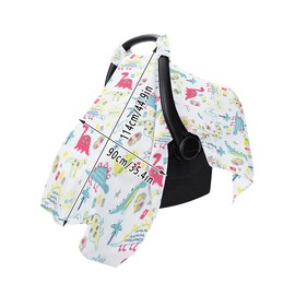 AIMALL 2-Pack Baby Muslin Cotton Push Car Seat Cover, Breathable Windproof Dustproof Infant Carriage Cover with Cartoon Prints, 44.9in x 35.4in, Universal Fit for Baby Carriers