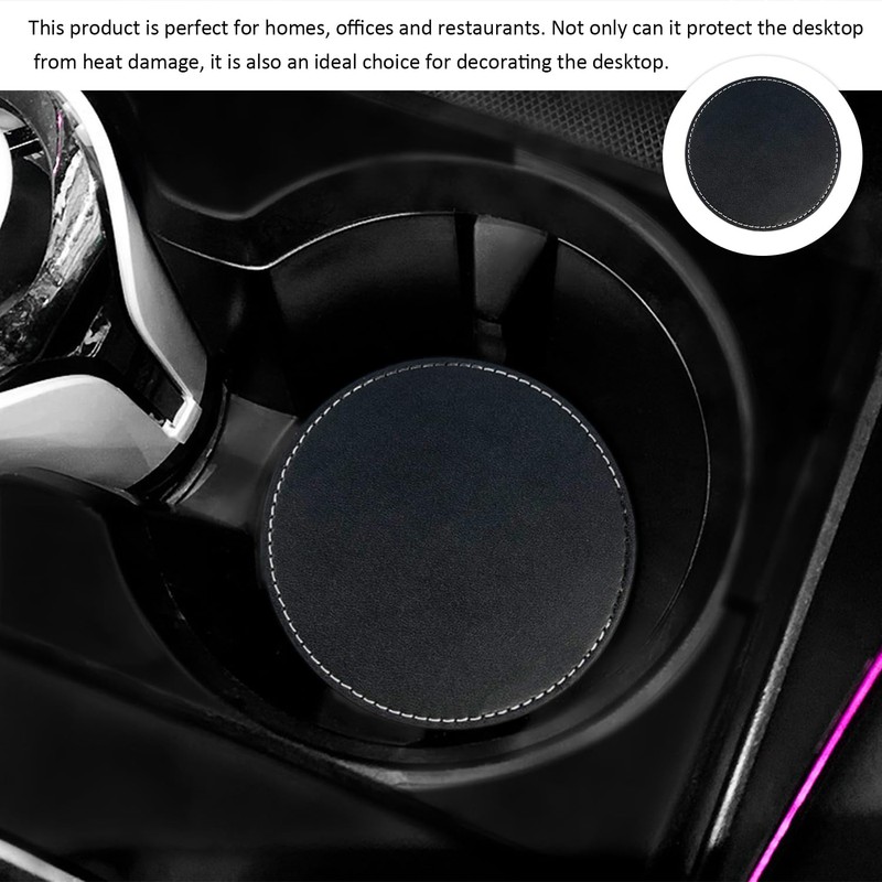 10 Pieces Black Coasters, Thermal Insulation Coasters, Pu Leather Coasters,