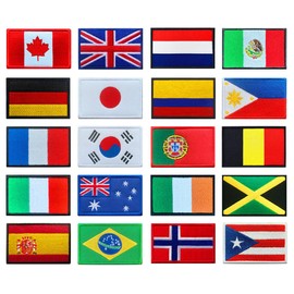 20 PCS USA,Jamaica,Mexico,Norway,Canada Flag Patch Tactical Embroidered Patch for Backpacks,Coat,Helmets,Biker,Pants,Vests,Clothes,Jacket,Jeans,Hats,Bags,Uniforms Hook and Loop Emblem