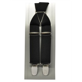 KASAJIMA Suspenders - Unisex - X Shape - Double Clip - Strong Hold - Wide - For Adults and Kids - Casual Look - 1.2 Inch Wide (30 mm) - blk