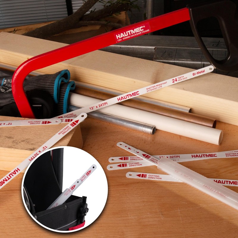 HAUTMEC 12" Hacksaw Blades 24 TPI – 2 Pack Bi-Metal